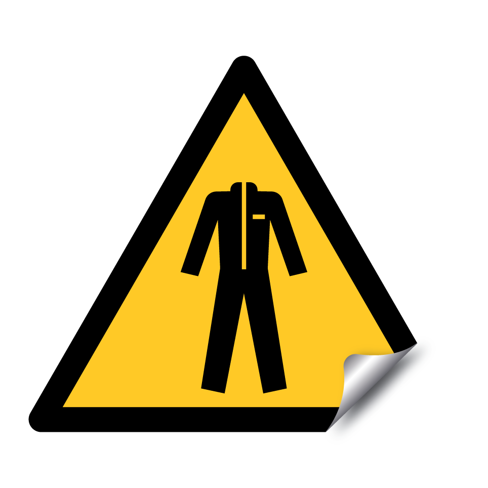 Warning protective suit required