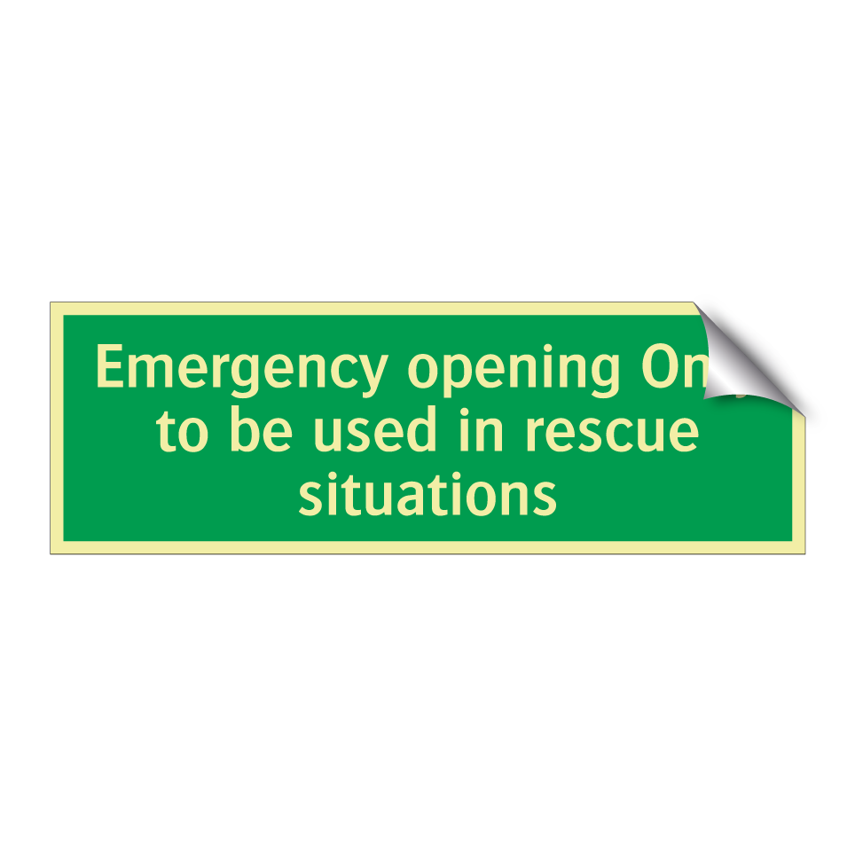 Emergency opening Only to be used in rescue situations