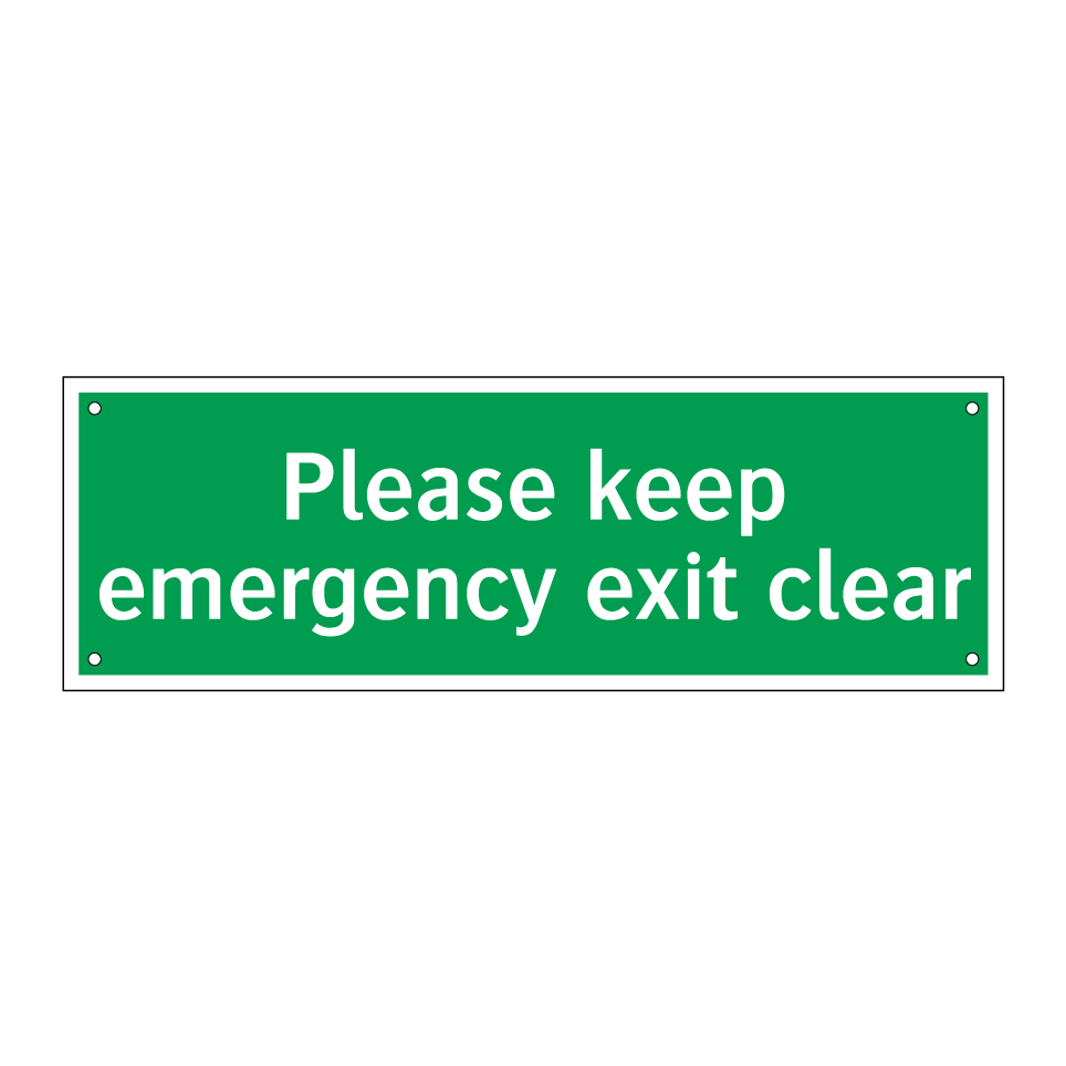 Please keep emergency exit clear