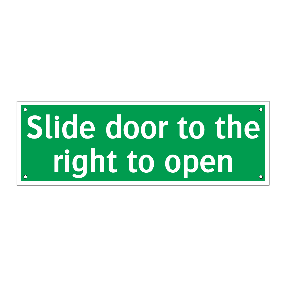 Slide door to the right to open