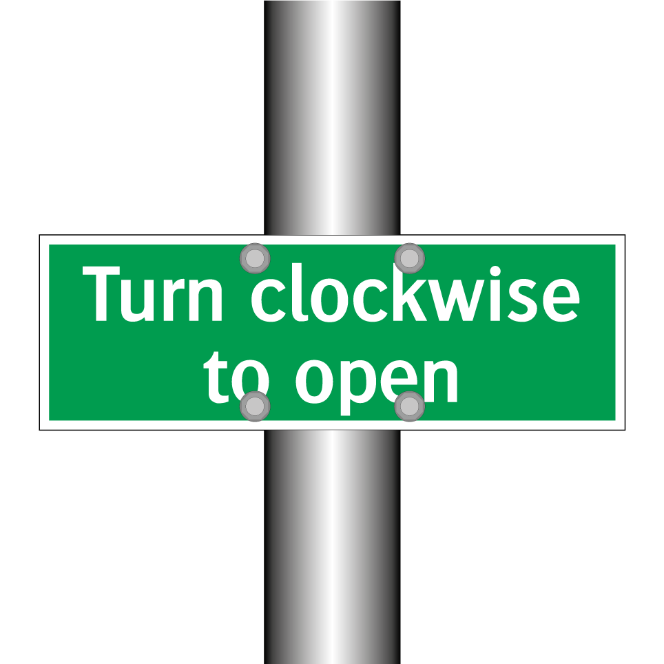 Turn clockwise to open