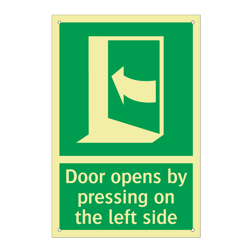 Door opens by pressing on the left side