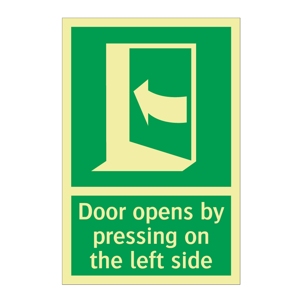 Door opens by pressing on the left side