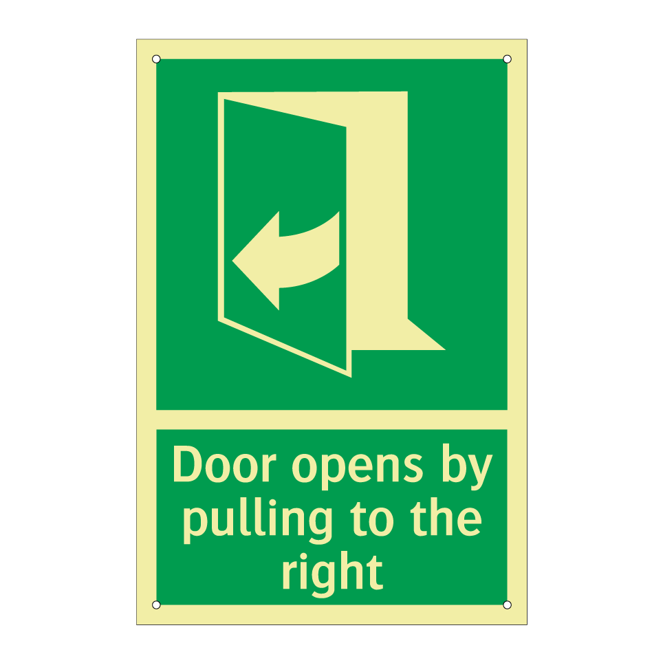 Door opens by pulling to the right