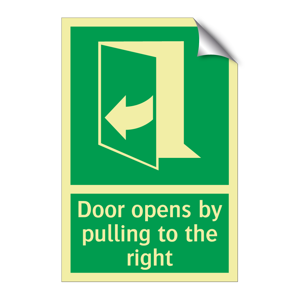 Door opens by pulling to the right