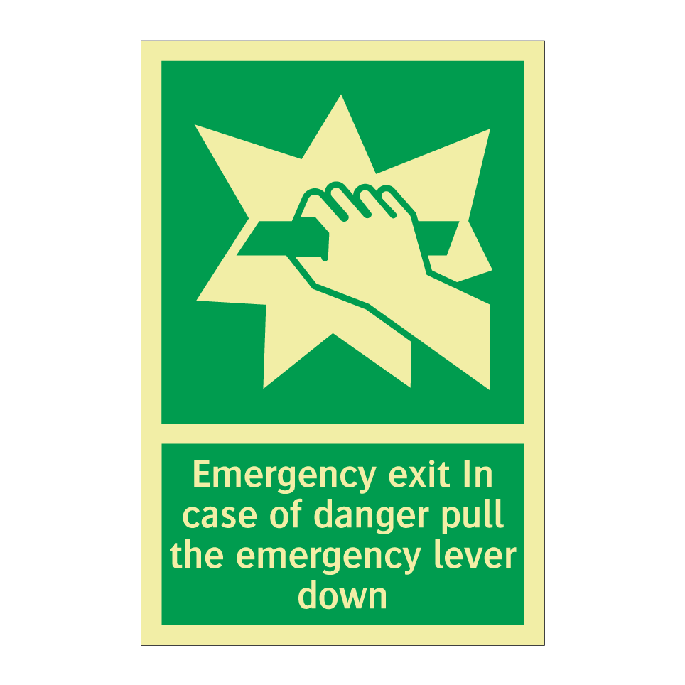 Emergency exit In case of danger pull the emergency lever down