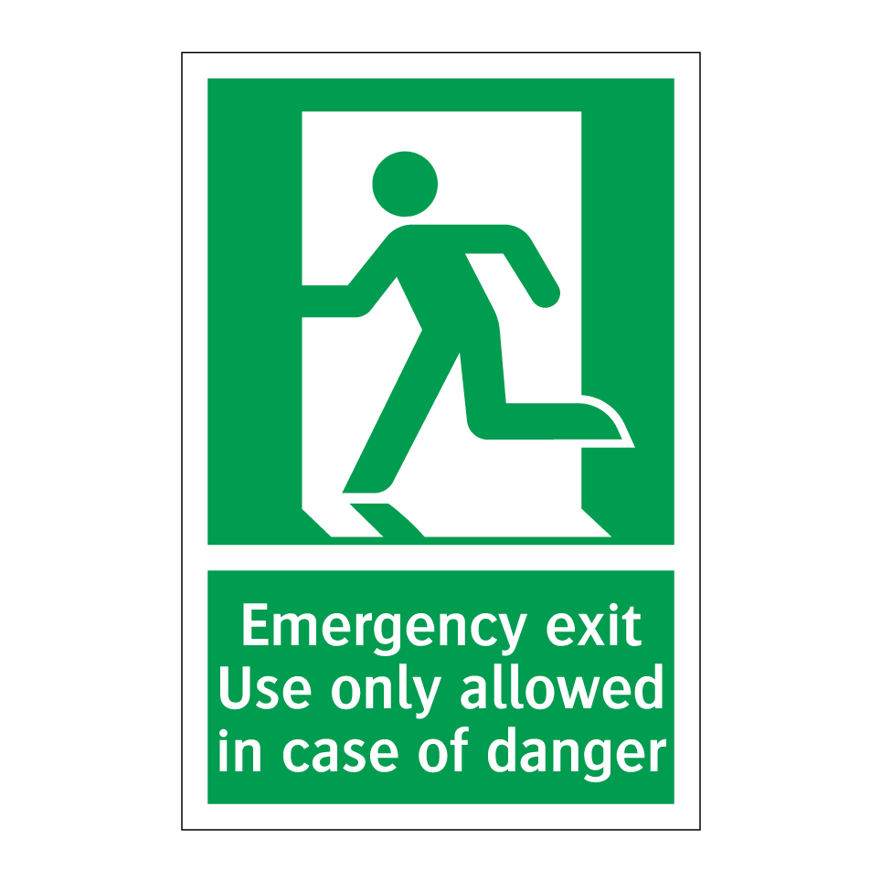 Emergency exit Use only allowed in case of danger