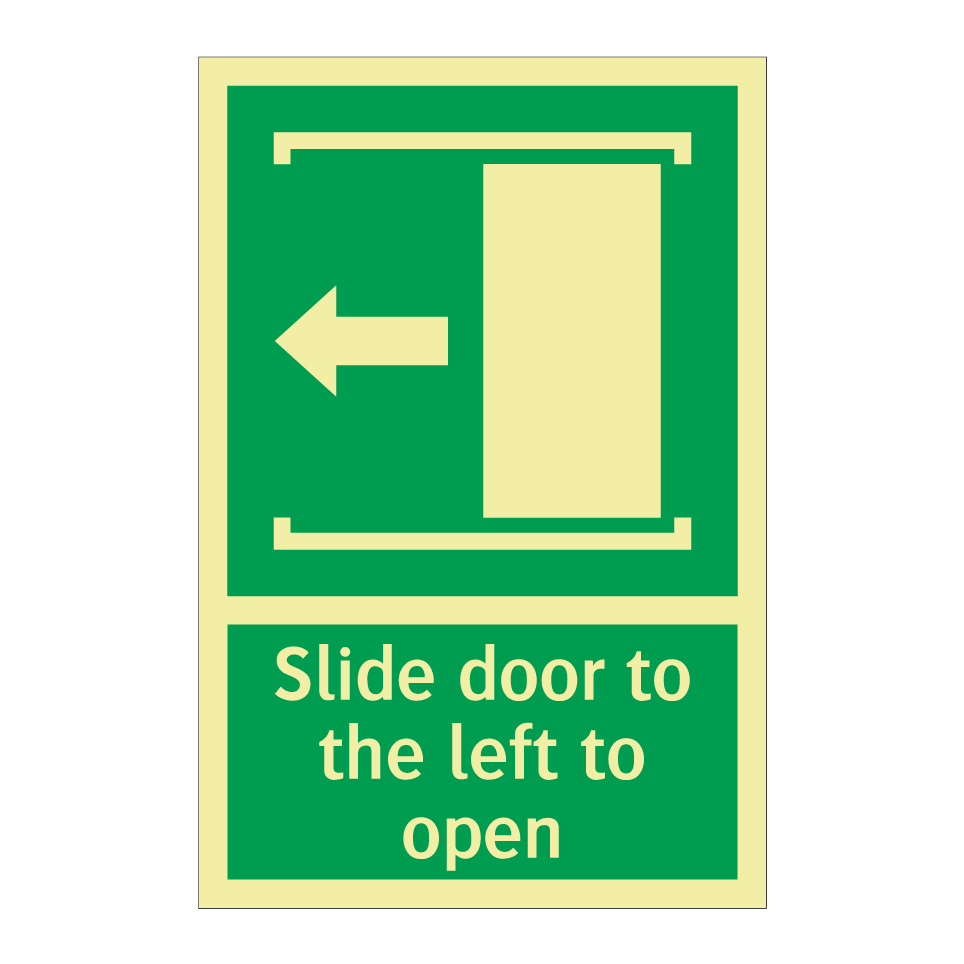 Slide door to the left to open