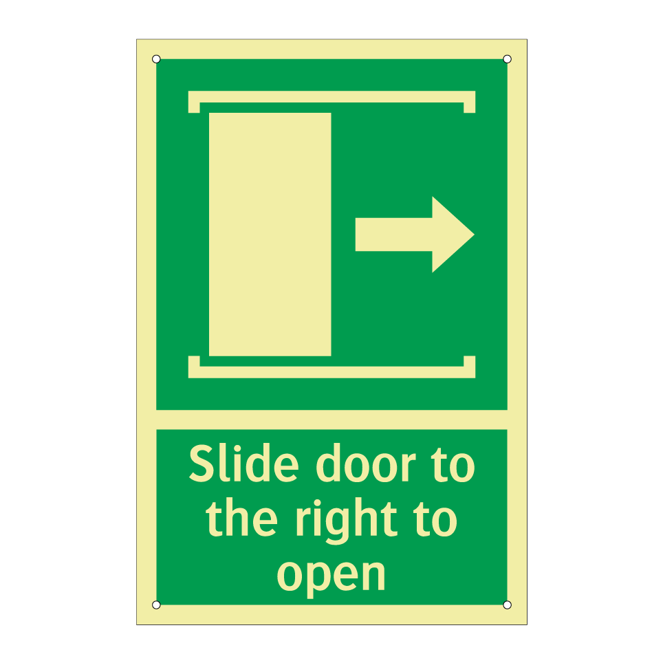 Slide door to the right to open