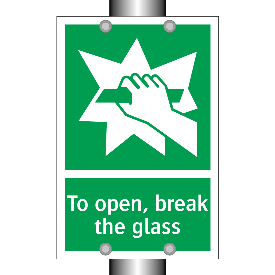 To open, break the glass