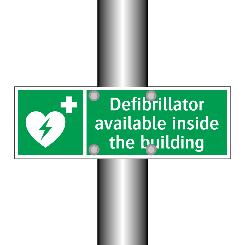 Defibrillator available inside the building