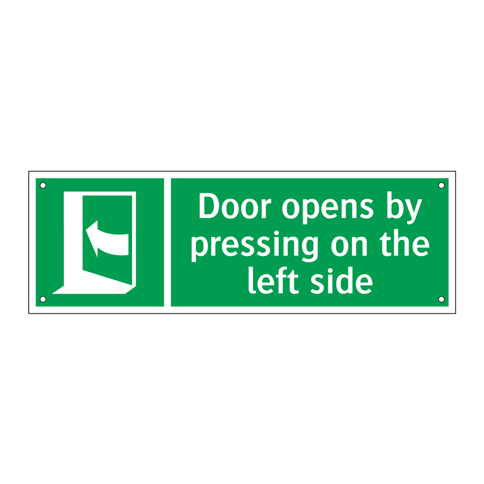 Door opens by pressing on the left side