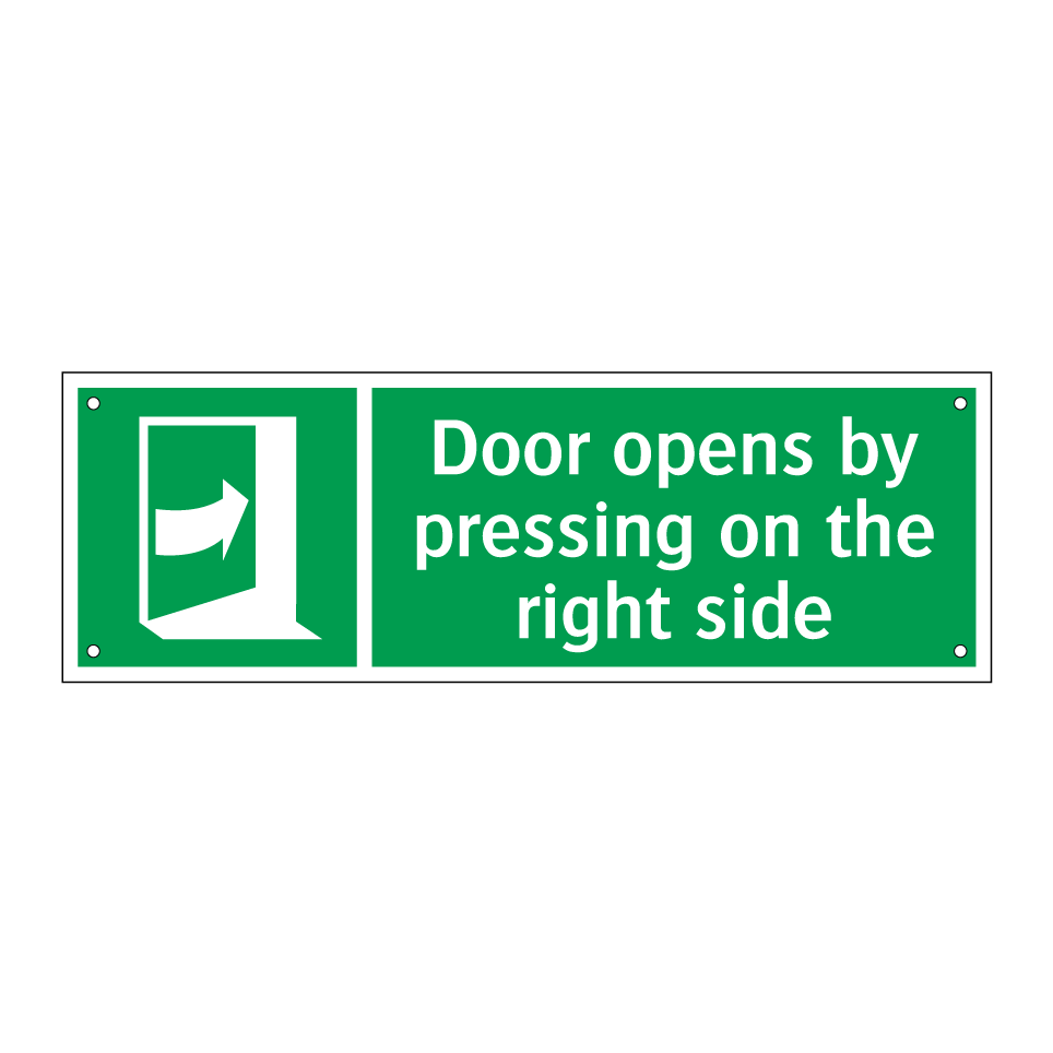 Door opens by pressing on the right side