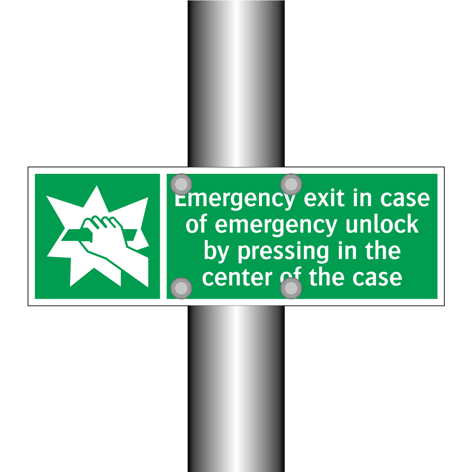 Emergency exit in case of emergency unlock by pressing in the center of the case