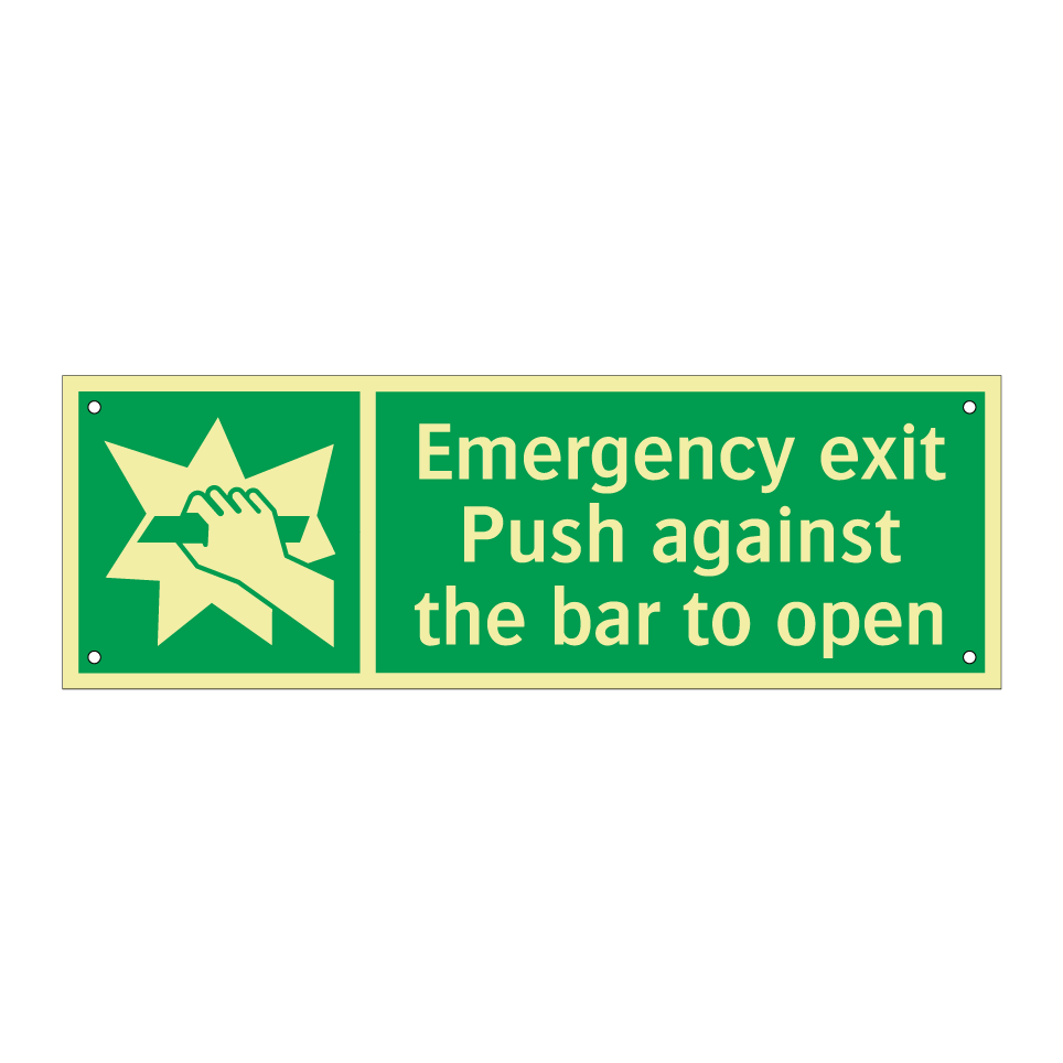 Emergency exit Push against the bar to open
