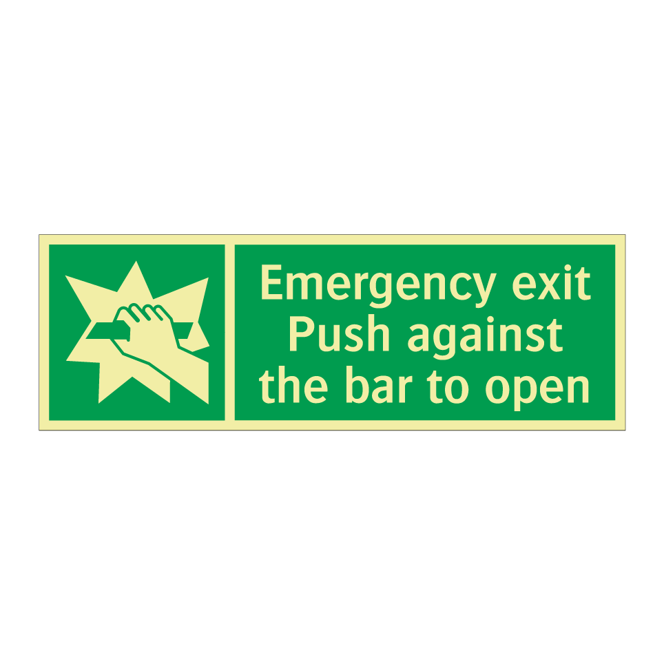 Emergency exit Push against the bar to open