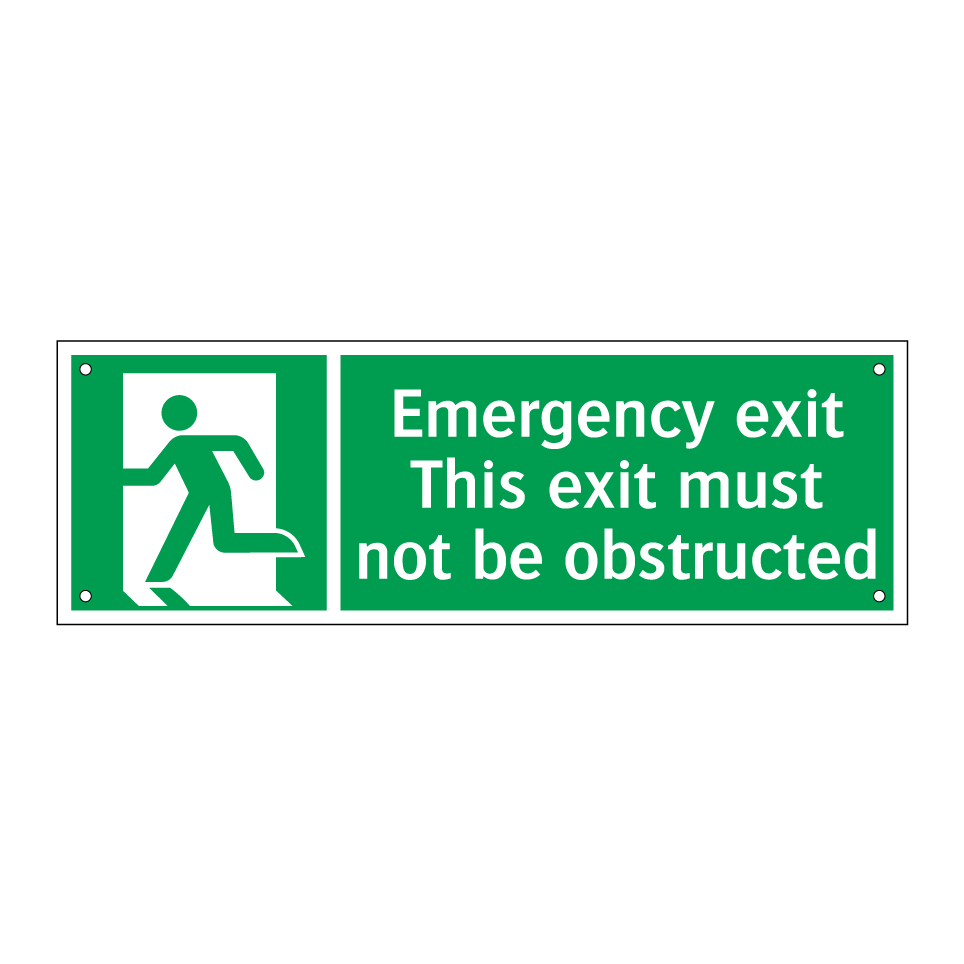 Emergency exit This exit must not be obstructed