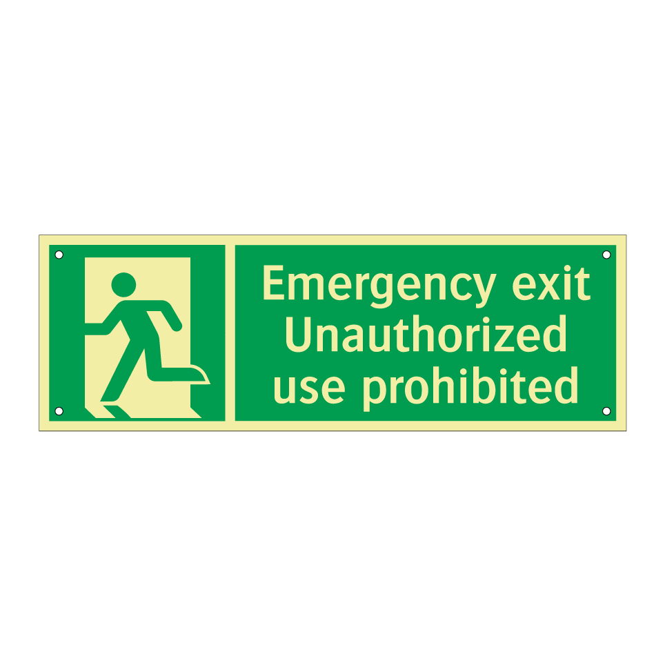 Emergency exit Unauthorized use prohibited