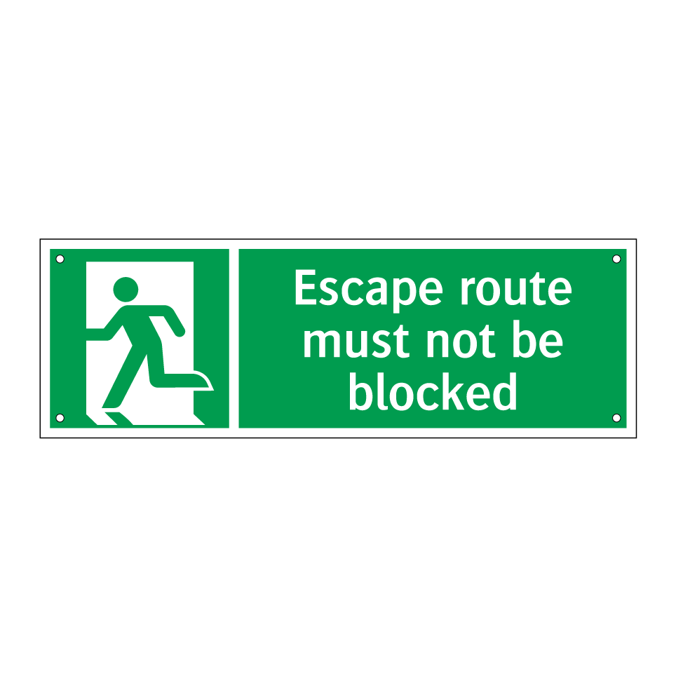 Escape route must not be blocked