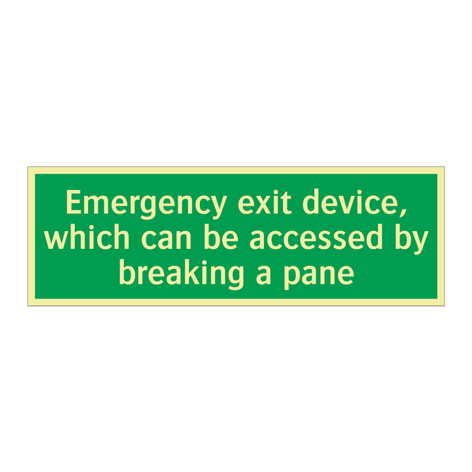 Emergency exit device, which can be accessed by breaking a pane
