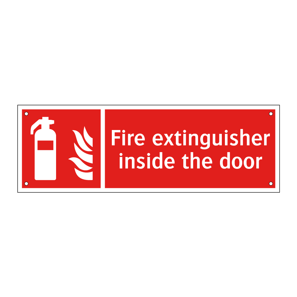 Fire extinguisher inside the door