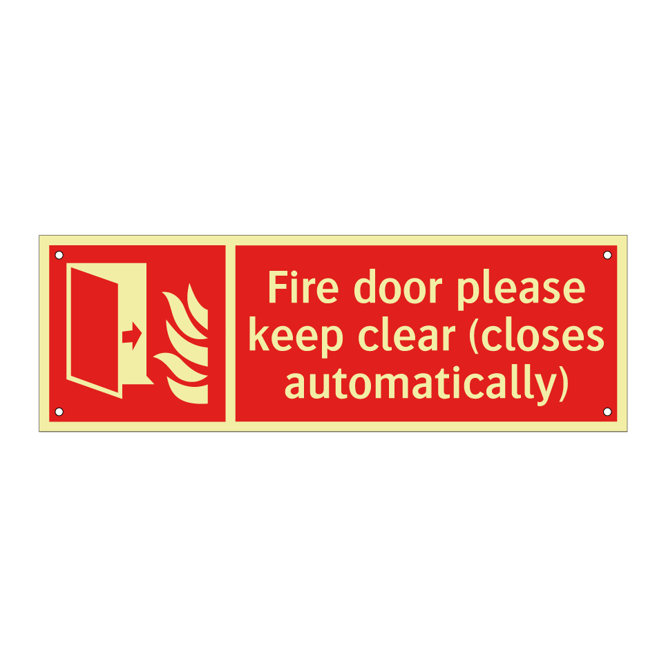 Fire door please keep clear (closes automatically)