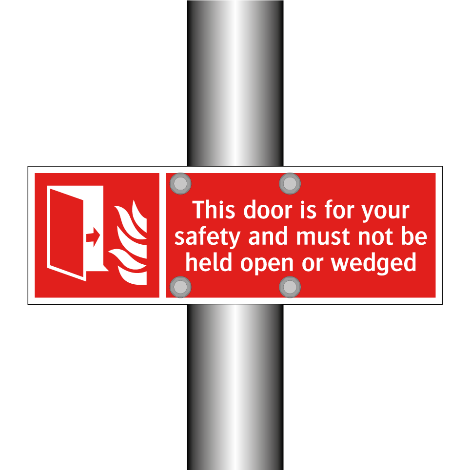 This door is for your safety and must not be held open or wedged