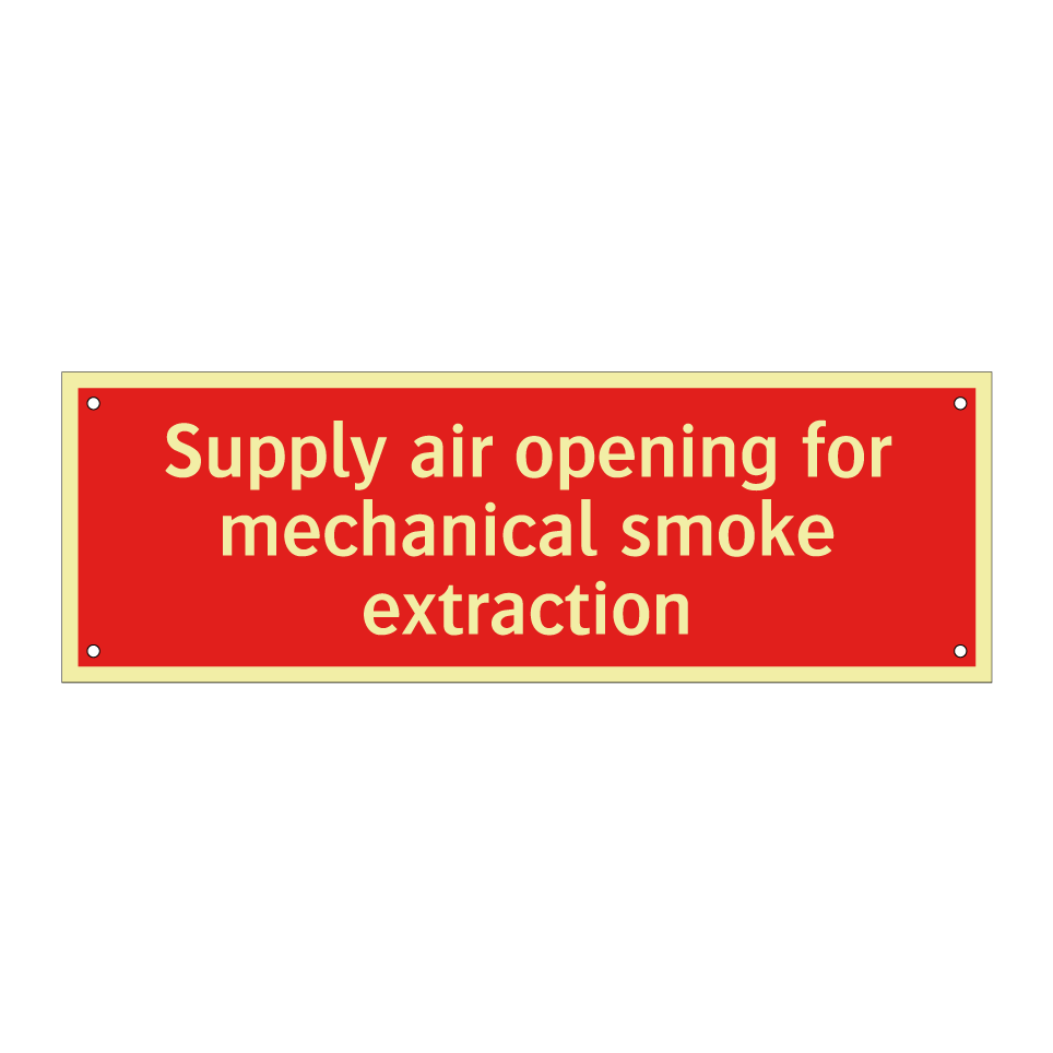 Supply air opening for mechanical smoke extraction