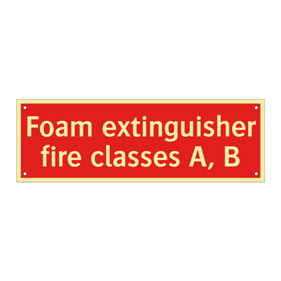 Foam extinguisher fire classes A, B