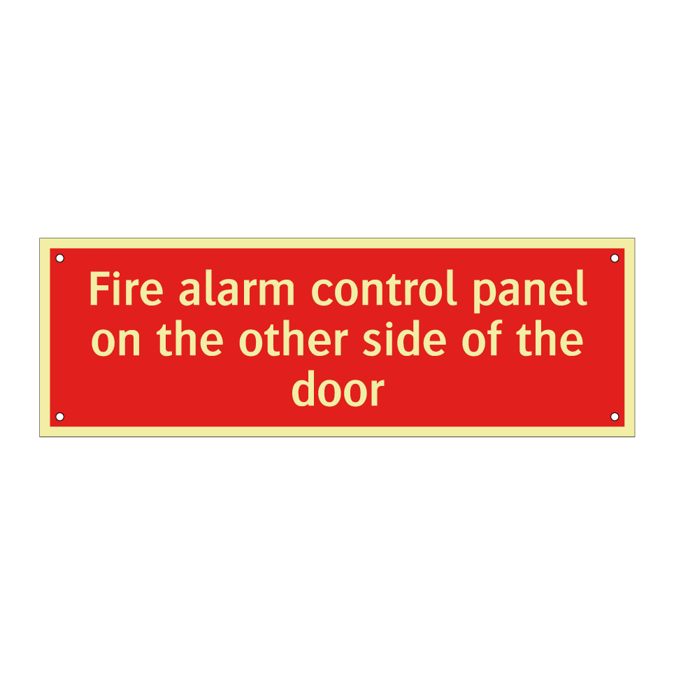 Fire alarm control panel on the other side of the door