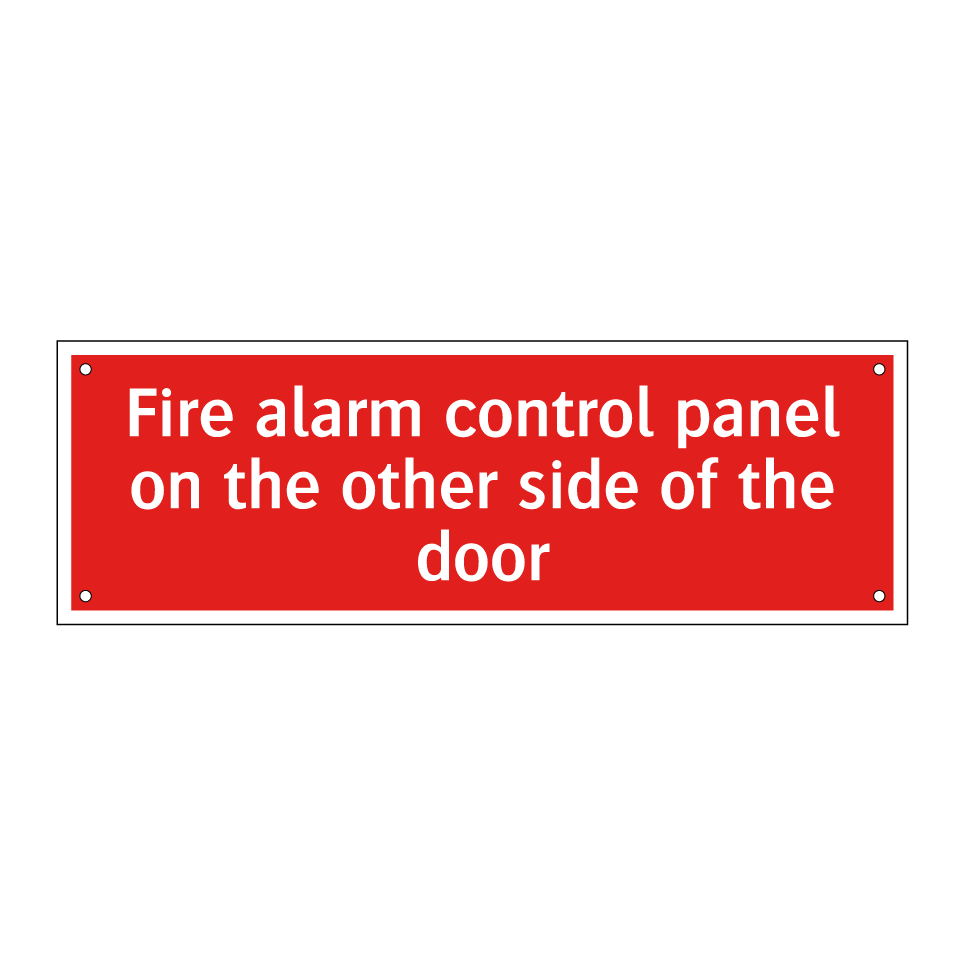 Fire alarm control panel on the other side of the door