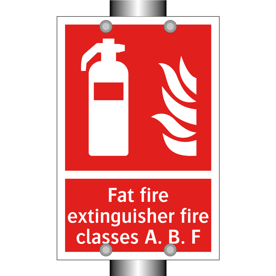 Fat fire extinguisher fire classes A. B. F