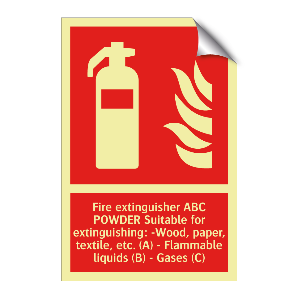 Fire extinguisher ABC POWDER Suitable for extinguishing: -Wood, paper, textile, etc. (A) - Flammable liquids (B) - Gases (C)