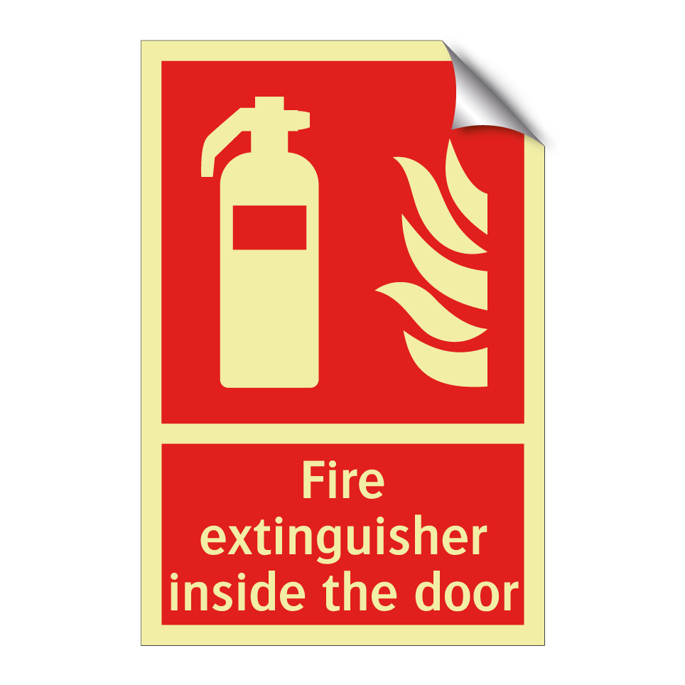 Fire extinguisher inside the door