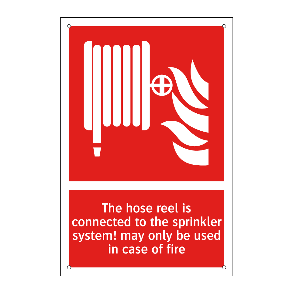 The hose reel is connected to the sprinkler system! may only be used in case of fire