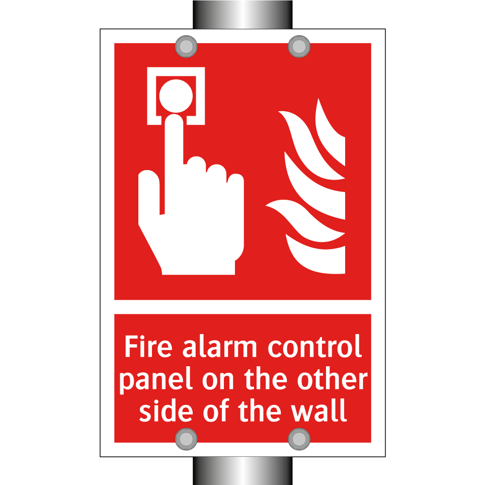 Fire alarm control panel on the other side of the wall