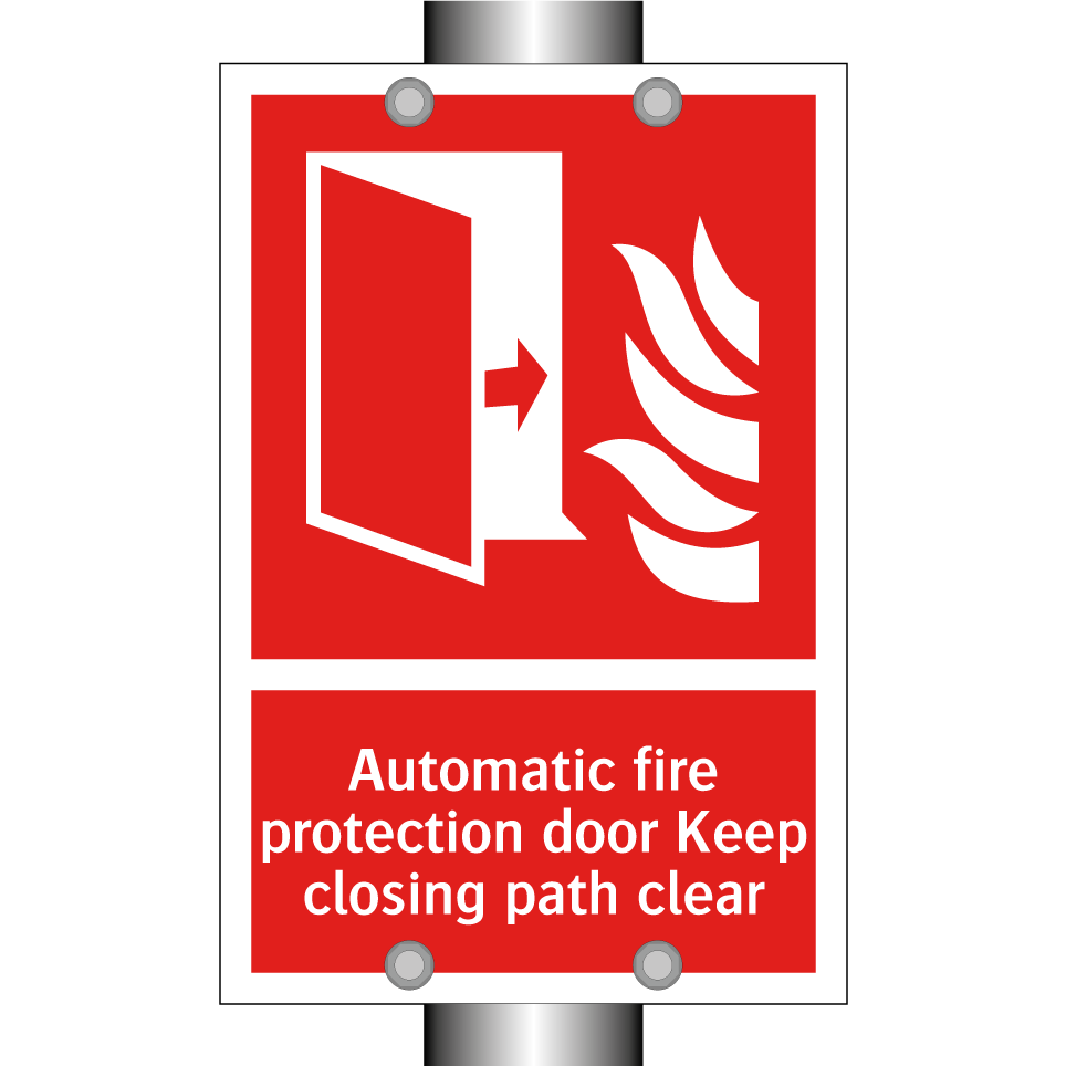 Automatic fire protection door Keep closing path clear
