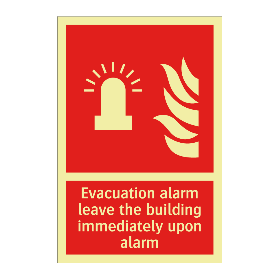 Evacuation alarm leave the building immediately upon alarm