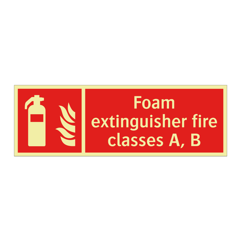 Foam extinguisher fire classes A, B