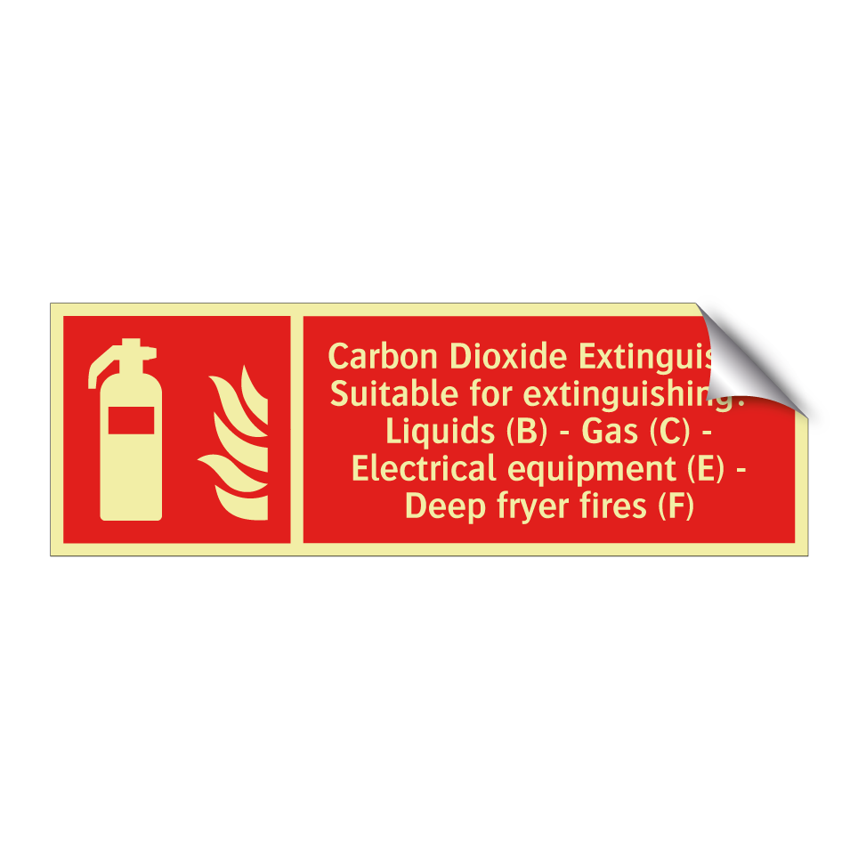 Carbon Dioxide Extinguisher Suitable for extinguishing: - Liquids (B) - Gas (C) - Electrical equipment (E) - Deep fryer fires (F)