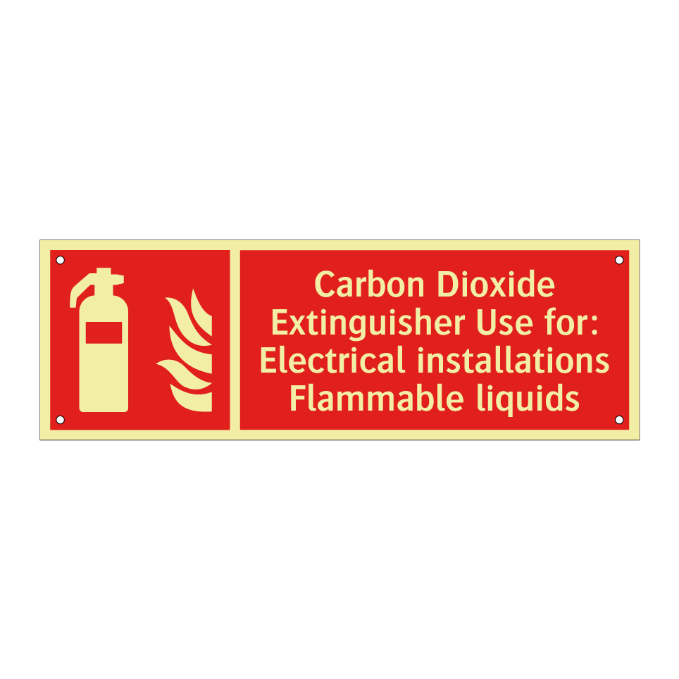 Carbon Dioxide Extinguisher Use for: Electrical installations Flammable liquids