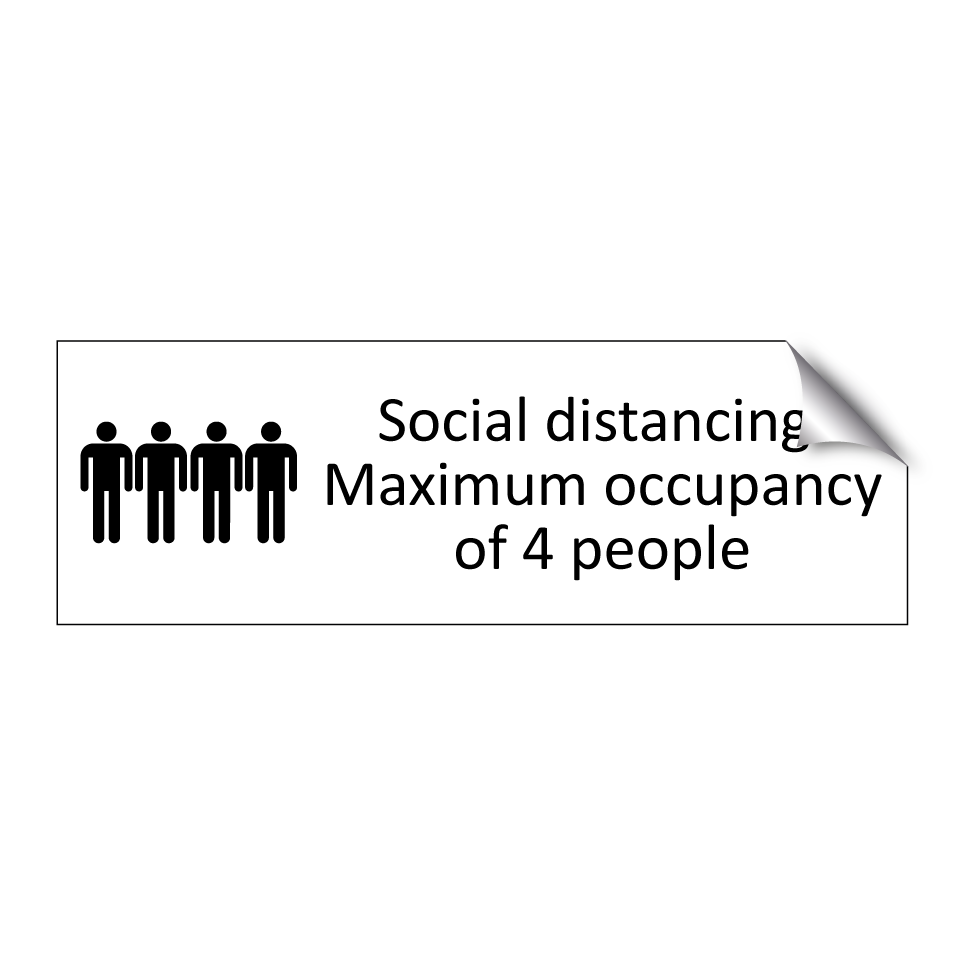 Social distancing. Maximum occupancy of 4 people