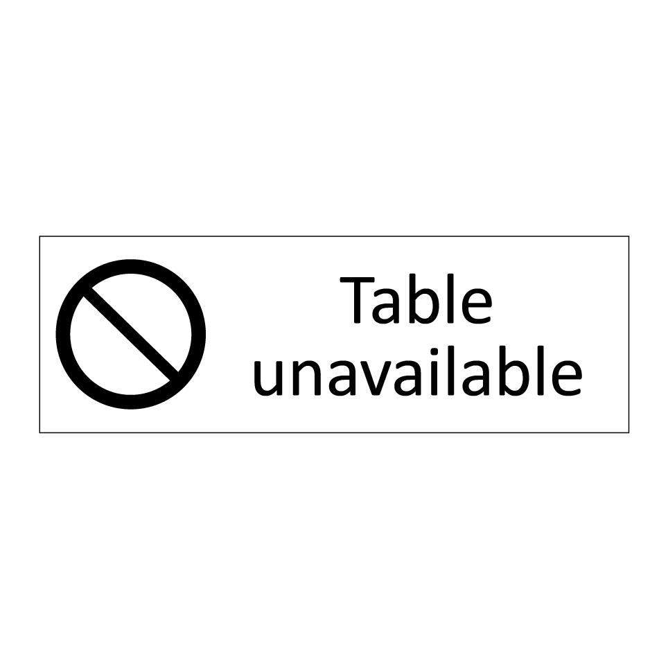 Table unavailable
