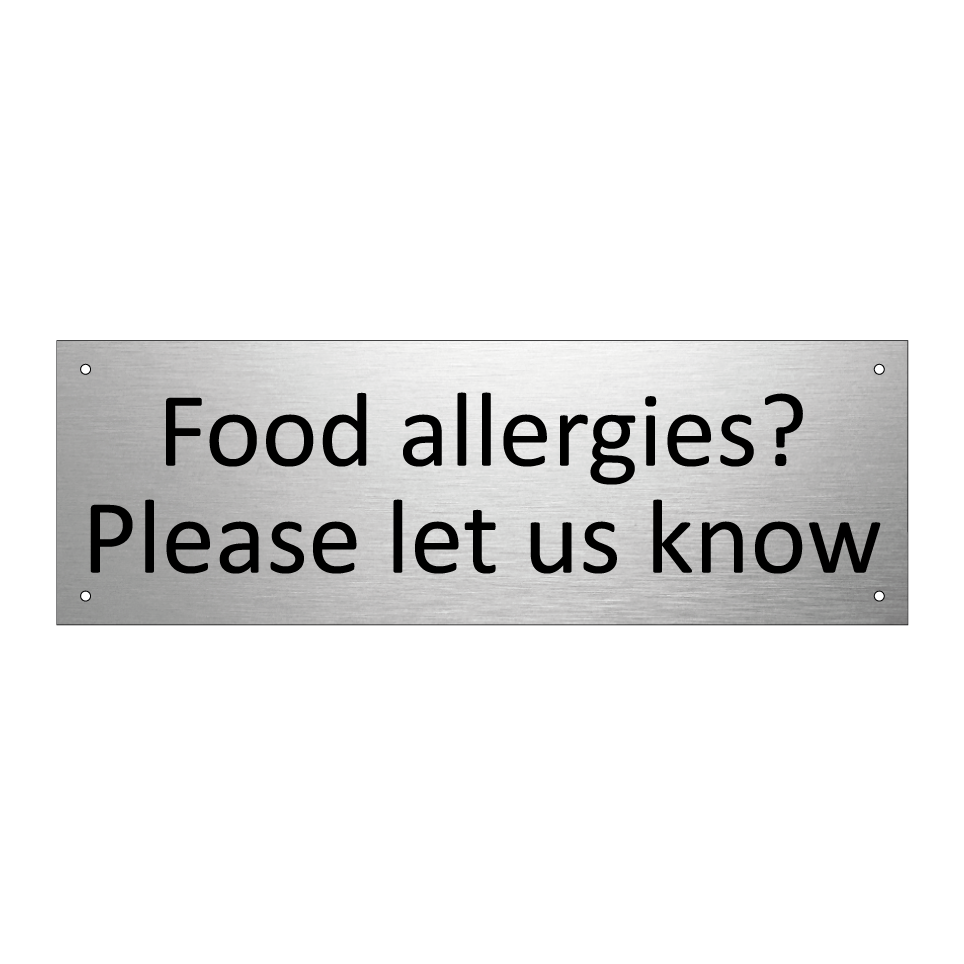 Food allergies? Please let us know