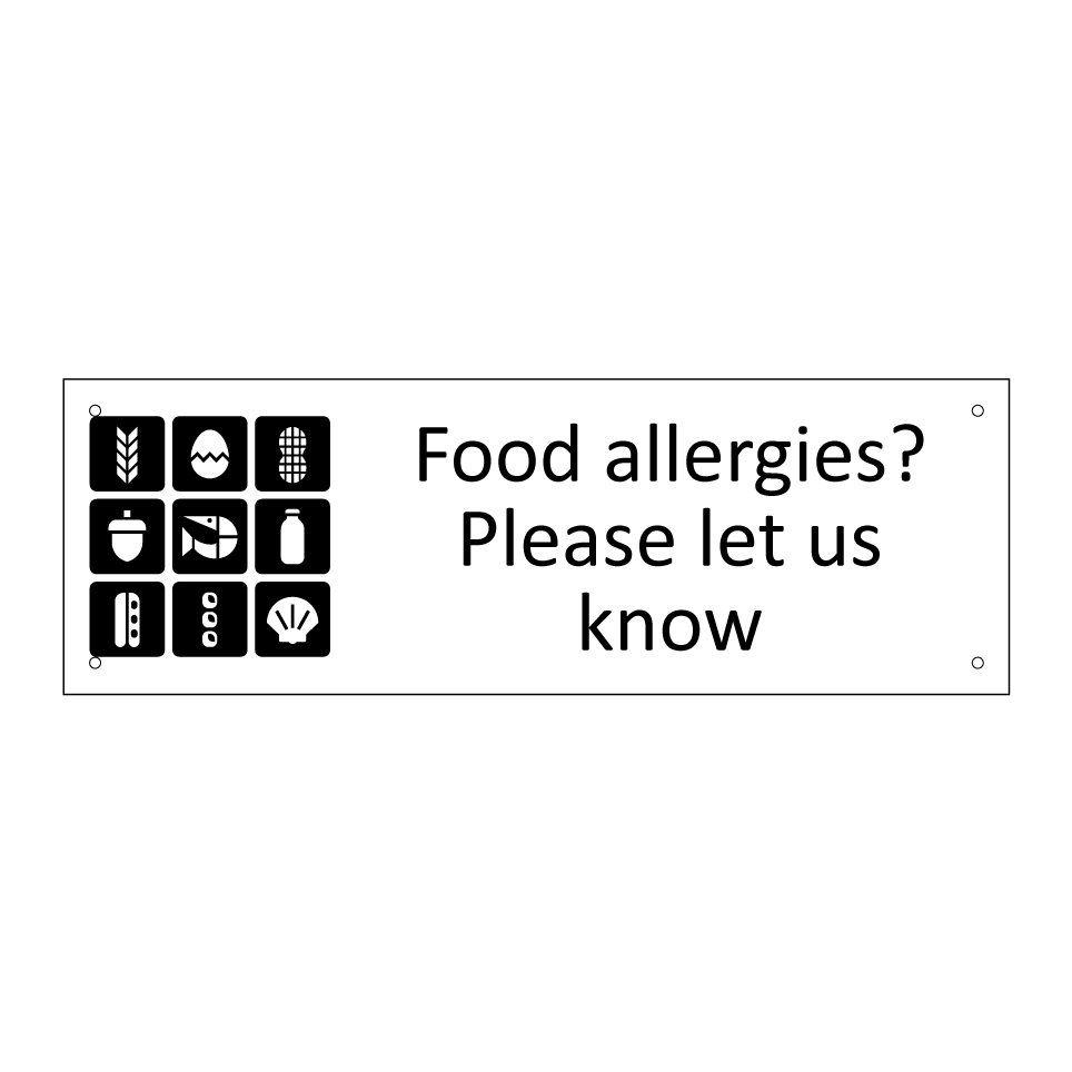 Food allergies? Please let us know