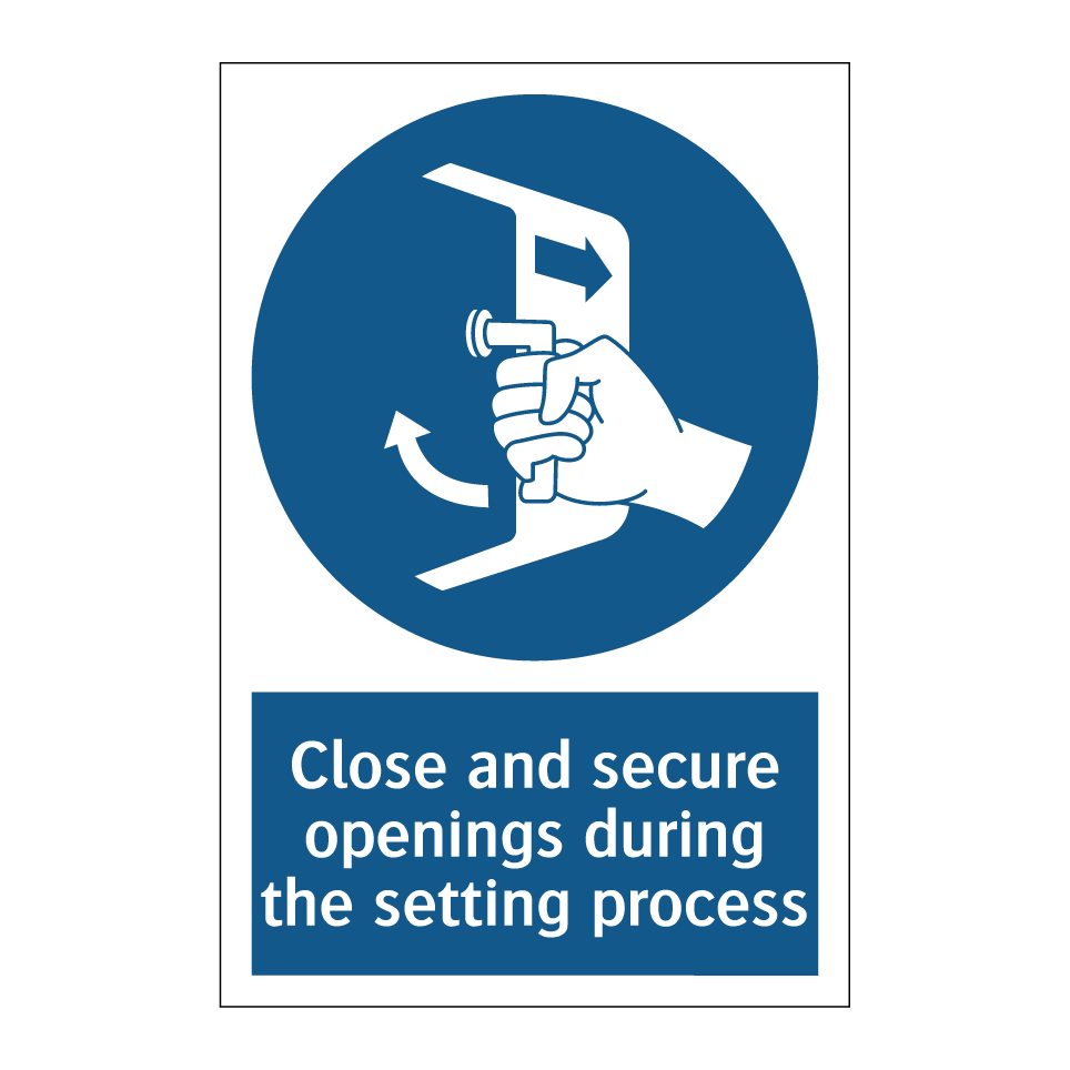 Close and secure openings during the setting process