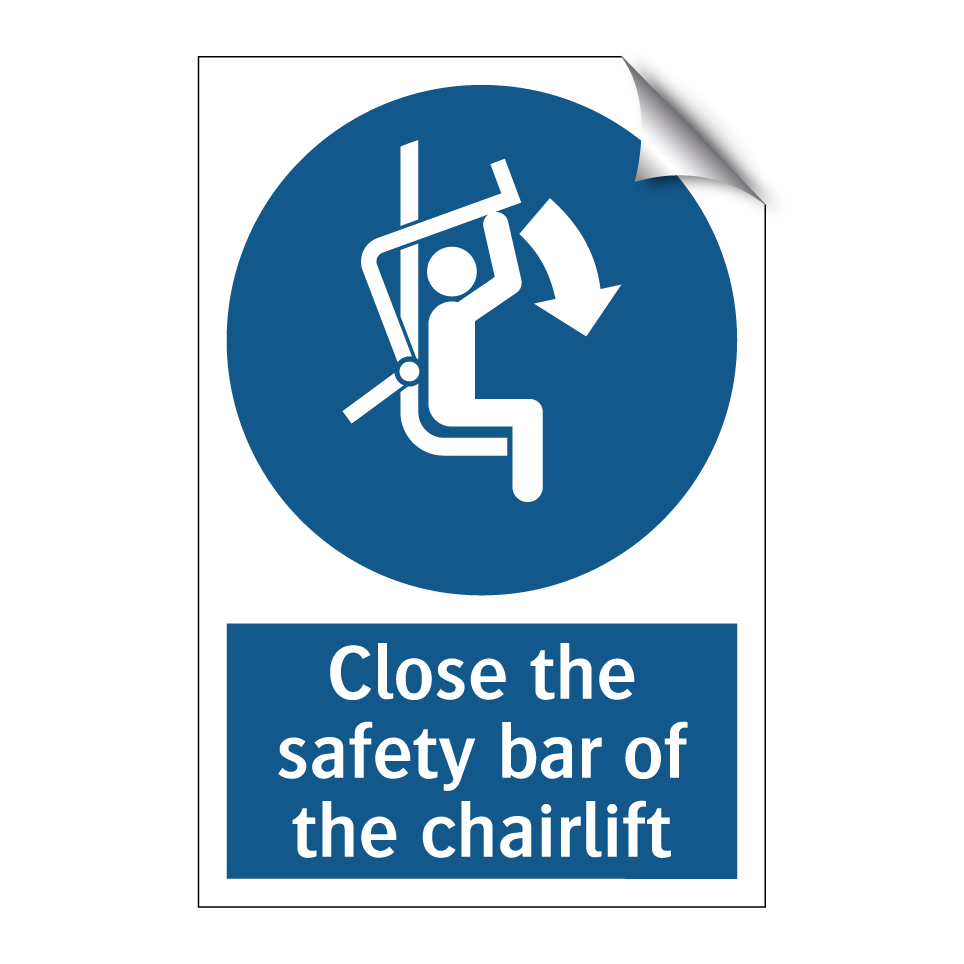 Close the safety bar of the chairlift