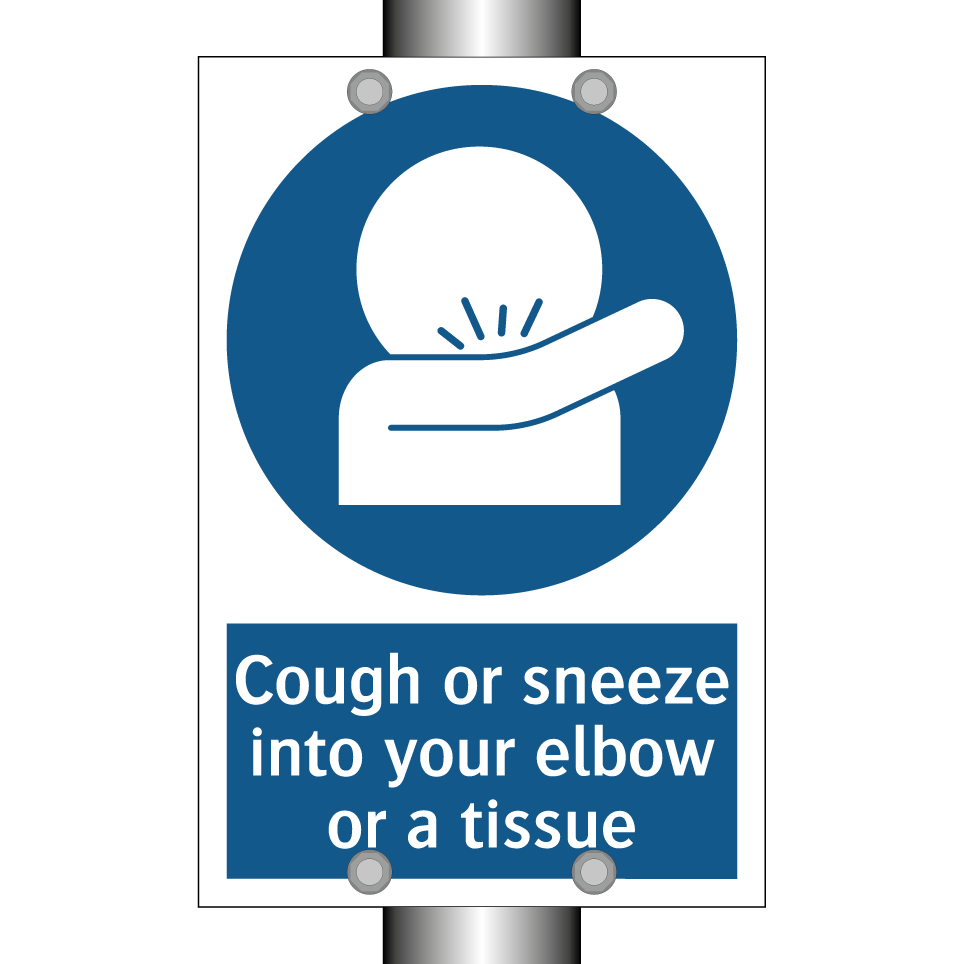 Cough or sneeze into your elbow or a tissue