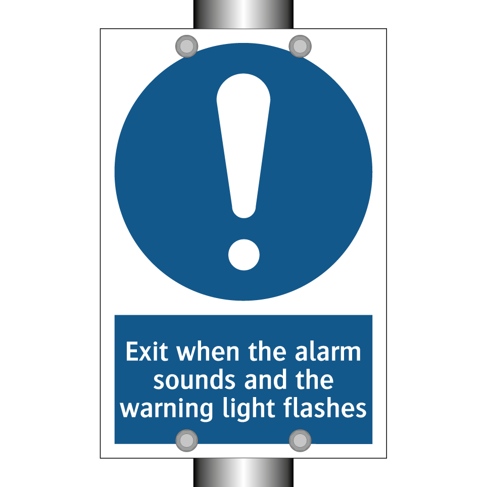 Exit when the alarm sounds and the warning light flashes