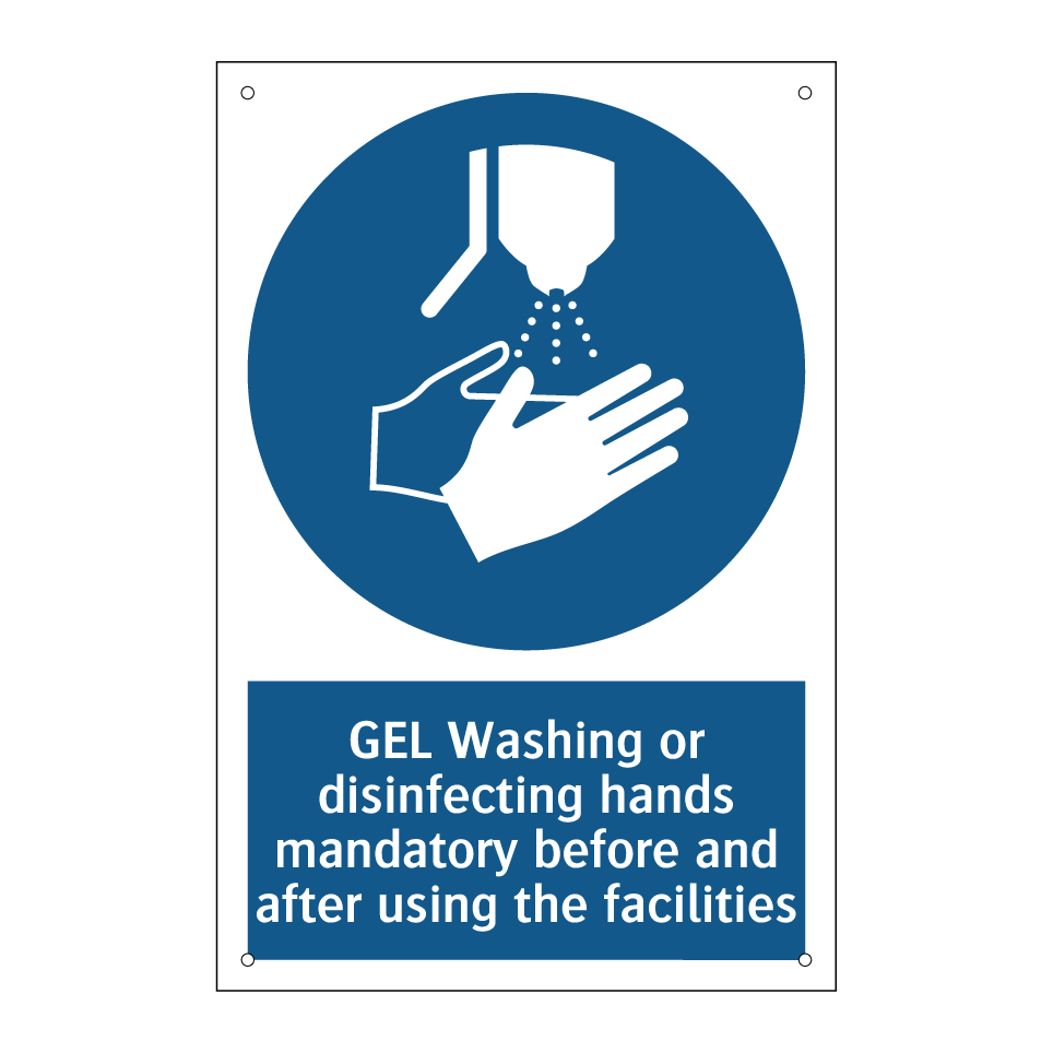 GEL Washing or disinfecting hands mandatory before and after using the facilities